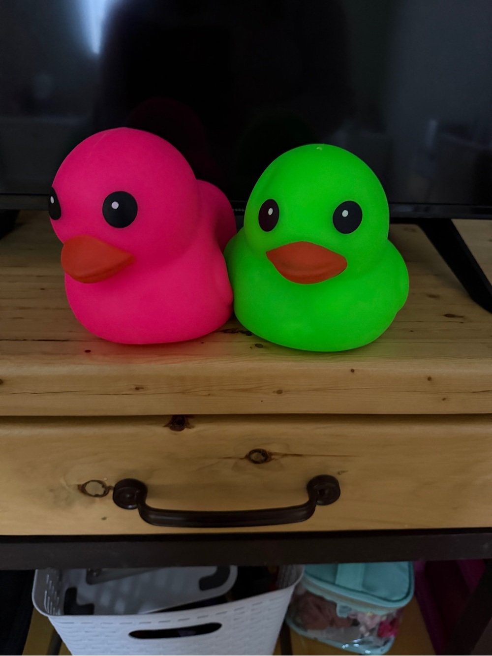 Bundle Neon Pink & Green Rubber Duck Toy Duo for Kids